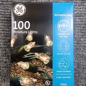 Ser Of 35 GE StayBright 100ct Clear Mini String Lights Outdoor Party Deck Patio